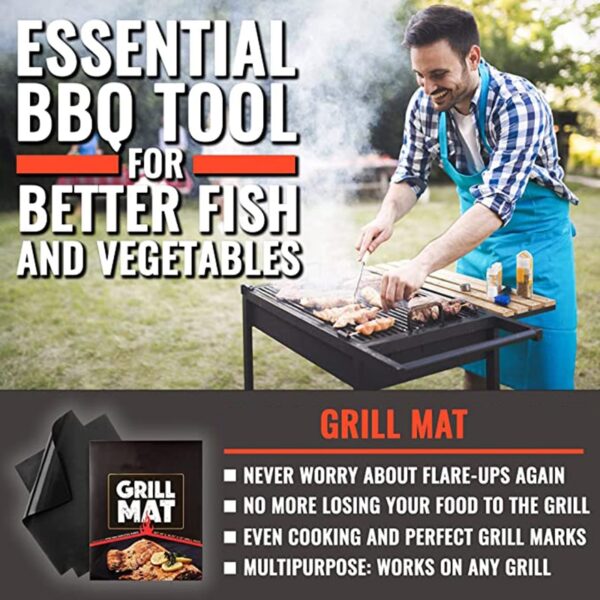 Non-stick BBQ Grill Mat 40*33cm Baking Mat Barbecue Tools Cooking Grilling Sheet Heat Resistance Easily Cleaned Kitchen BBQ Tool - Image 4